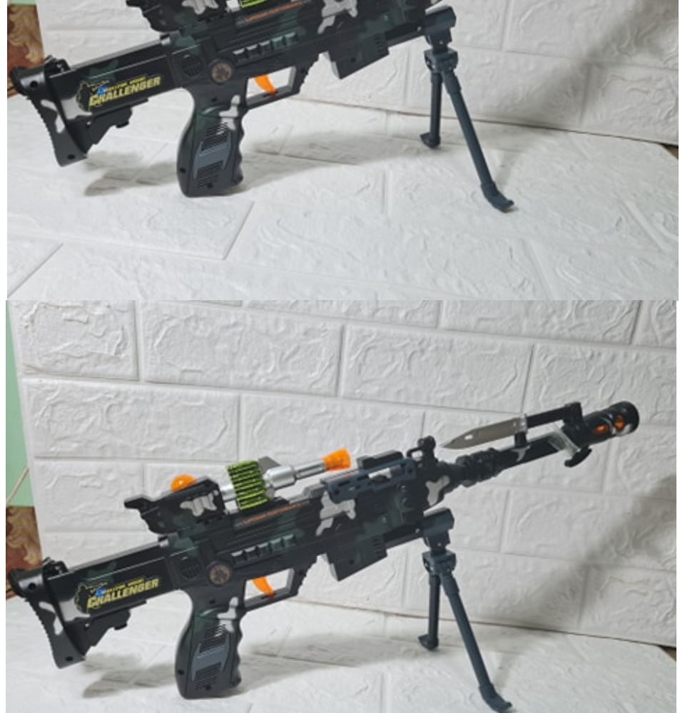 Combat 3 Commando Machine Gun Pistol Lights & Sounds Kids Battery Operated Toy 