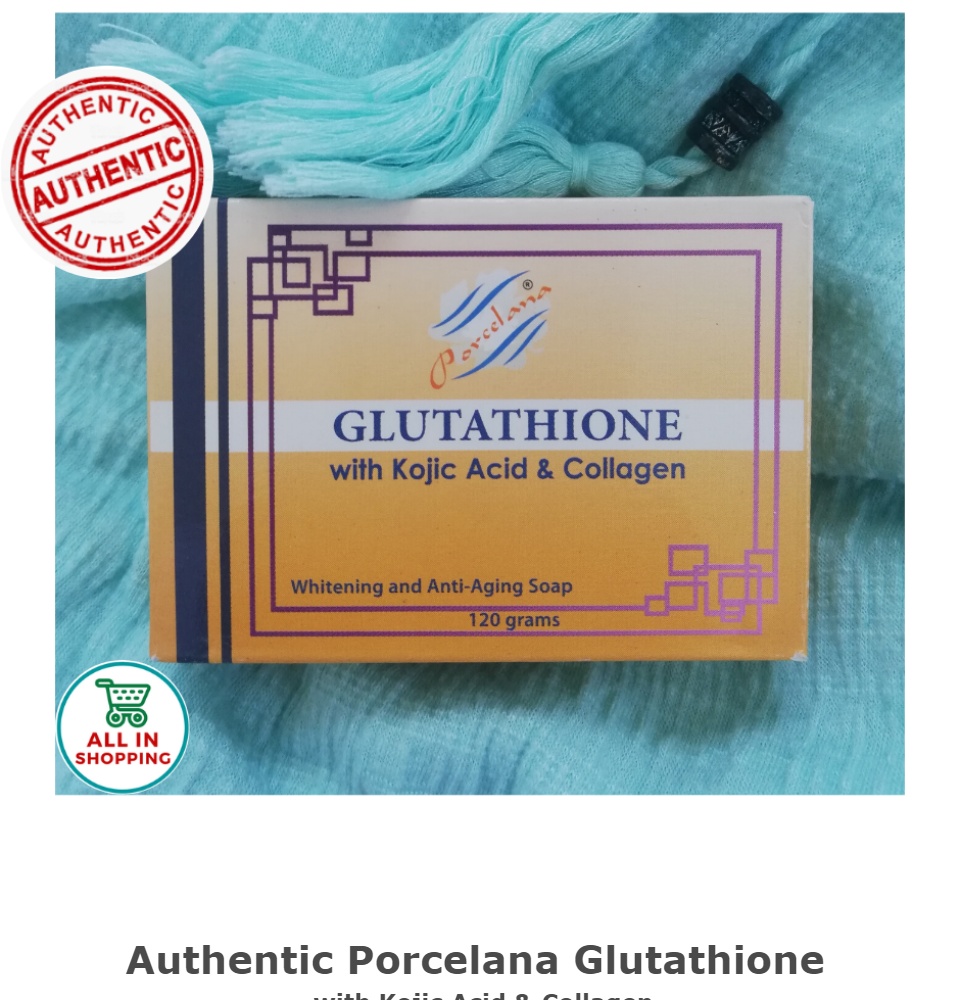 Porcelana Glutathione with Kojic Acid & Collagen, Whitening and Anti-aging  Soap, Reduce skin pigmentations, dark spots, freckles, acne scars & melasma  (1 Bar: 120 grams)