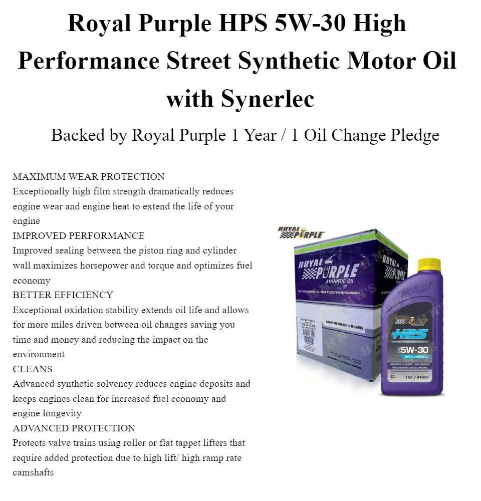 Royal Purple 36530 HPS High Performance SAE 5W-30 Synthetic Motor Oil