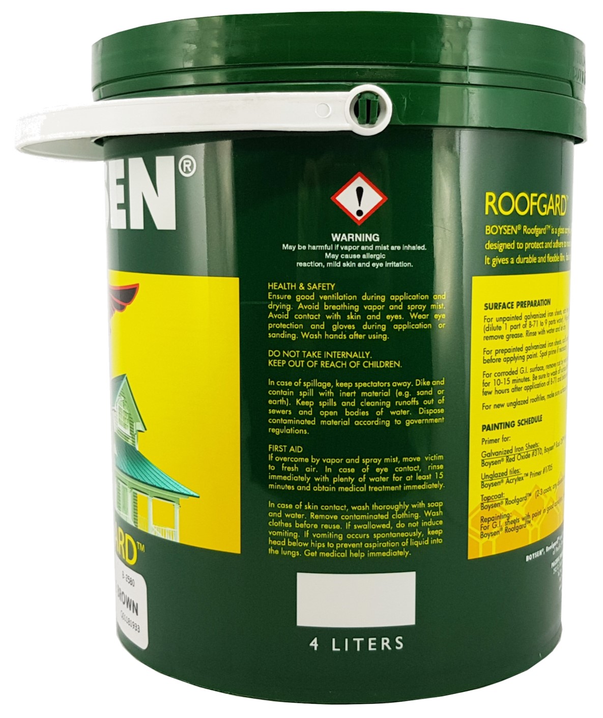 Boysen Roofgard Roof Paint 4L Colors Laguna White, Orient Gold