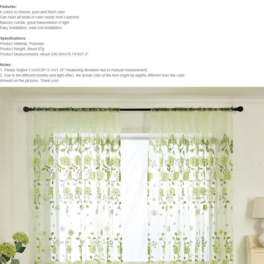 Uebfashion 1pcs 1pc Peony Curtain Living Room Bedroom Home Door