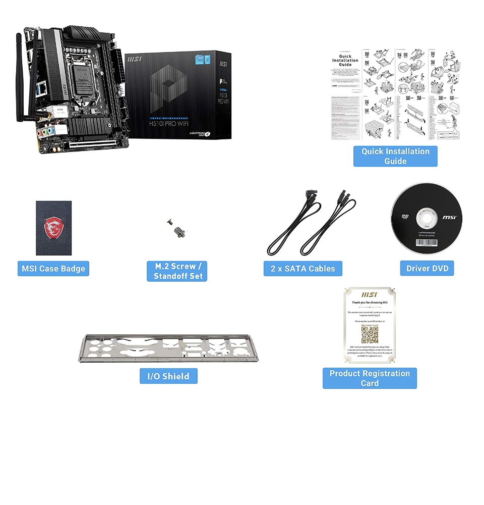 MSI H510I PRO Wifi (LGA 1200 Socket Mini-ITX, 11th/10th Gen Intel