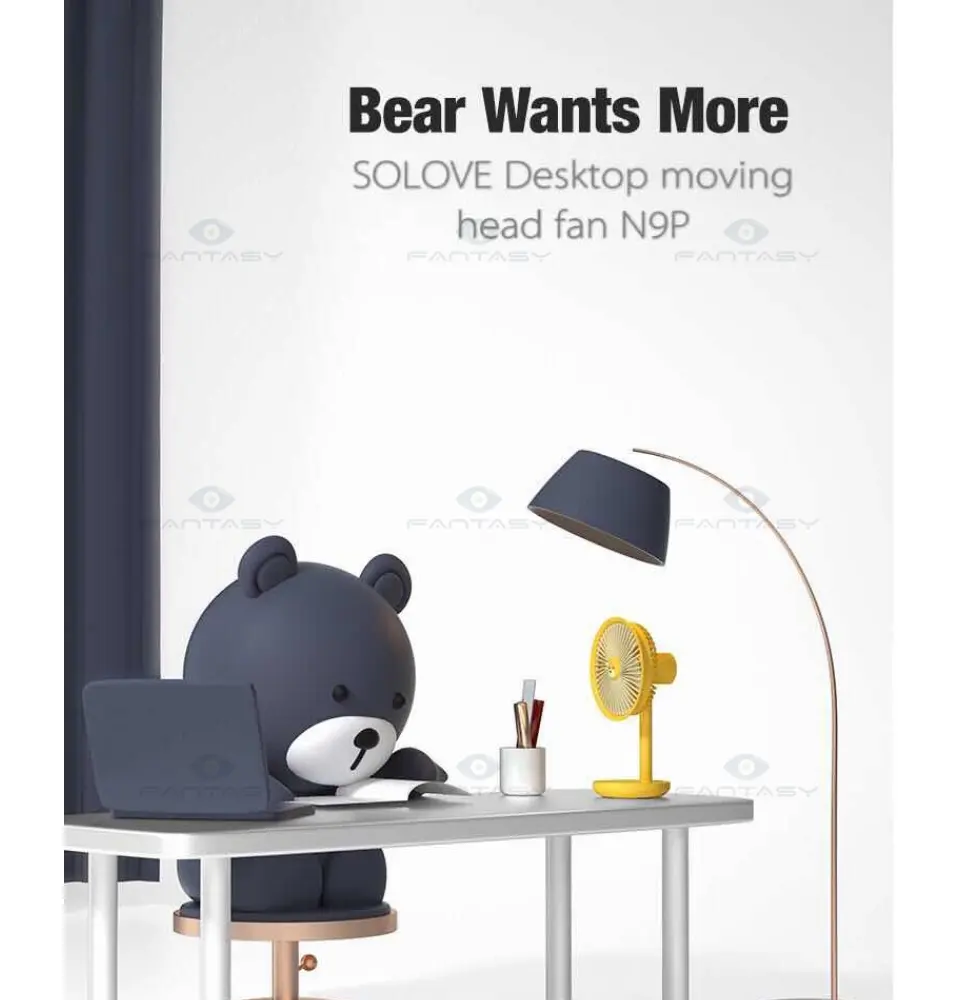 Fantasy Amuse E Life Solove Dimo Xiaomi Mijia Youpin Mini Protable Stand Fan With Cute Bear Decorative Stickers N9 P Table Moving Head Fan Cooling Fan Handheld Fan Super Mute Slient Protable