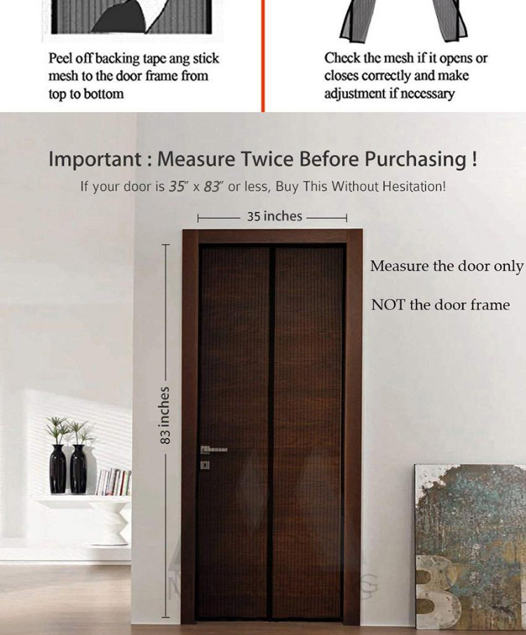 Microbang Magnetic Screen Door With Heavy Duty Mesh Curtain Full
