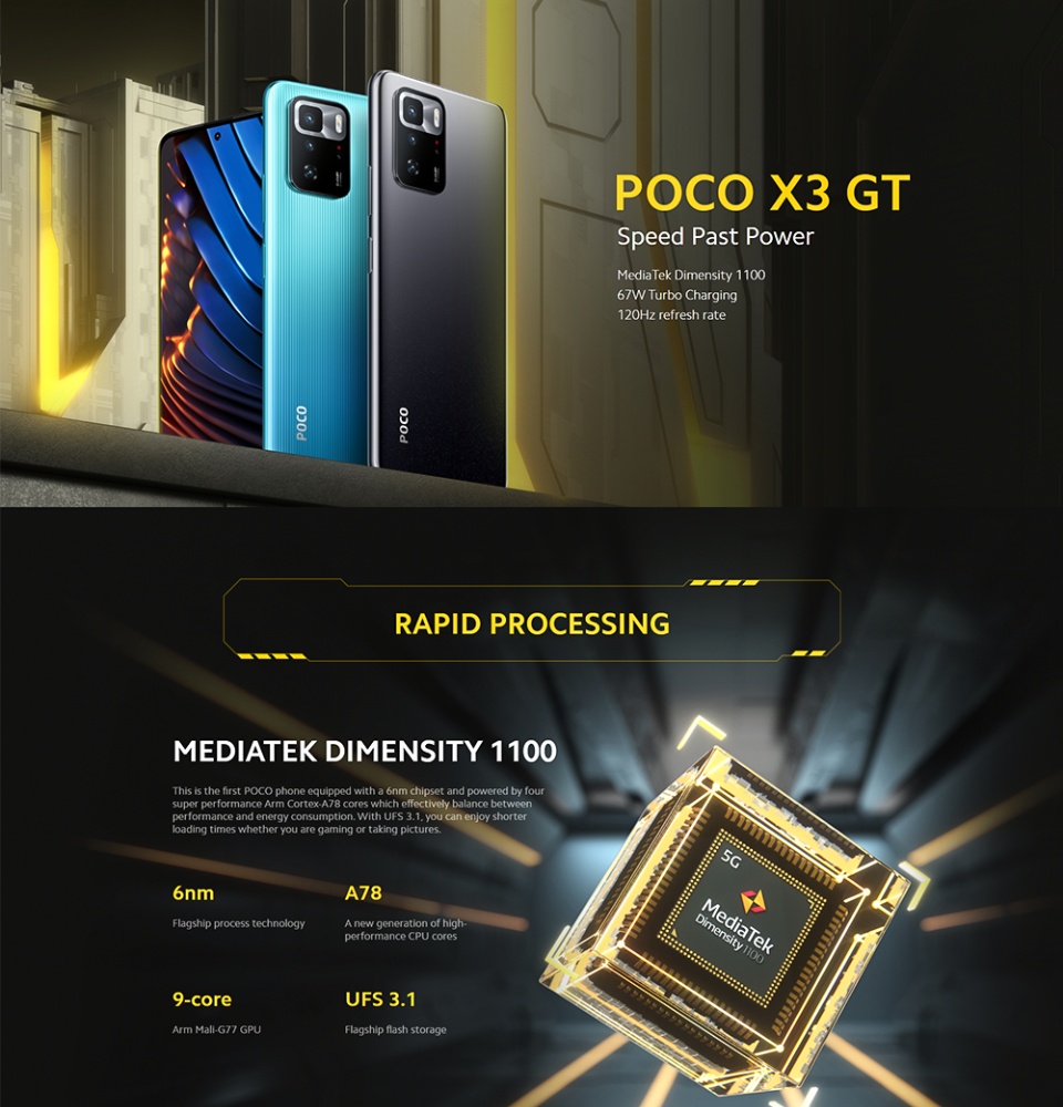 XIAOMI POCO X3 GT 5G 8GB RAM 128GB/256GB ROM 6.6