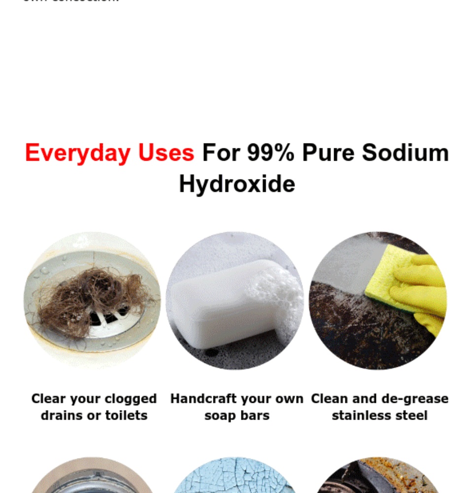 Buy FDC Pure Sodium Hydroxide Lye for Soap Making, Lye Drain Opener, Caustic Soda Beads