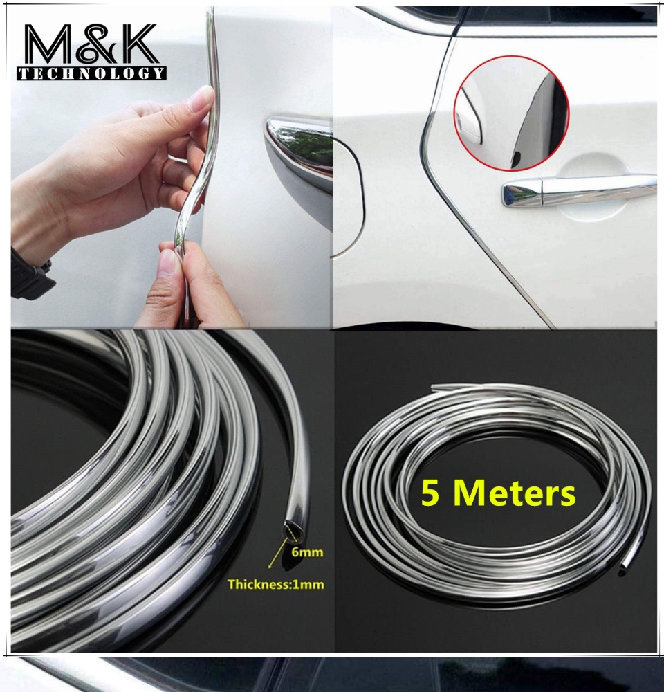 Car Door Edge Guards16FT 5M Clear U Shape Trim Molding Electroplated Glossy Rubber Seal Protector with Fits Most Cars electroplated Silver 