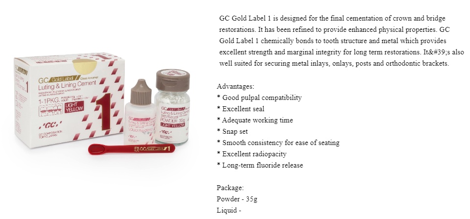 thumbnail image 2 of GC Fuji 1 Luting & Lining Glass Ionomer Dental Cement – Mini Pack, Exp 2026/12 – Made In Japan 2 of 5