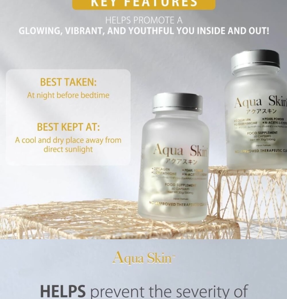 aqua skin glutathione mg 1000 Collagen Whitening Pills, Packaging Type: Bottle at 4500/box in Bengaluru Aqua Skin - 60 Capsule
