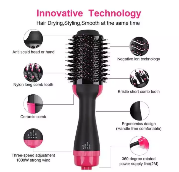 3in1 Hair Dryer Rotating Hot Hair Brush Rotate Comb Styling