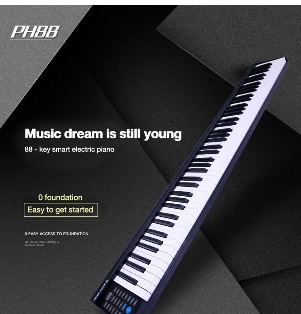Profissionais e Iniciantes 88 Teclas Teclado Piano, 1:1 Real Piano Touch  Feeling, Instrumentos Eletrônicos Digitais Recarregáveis