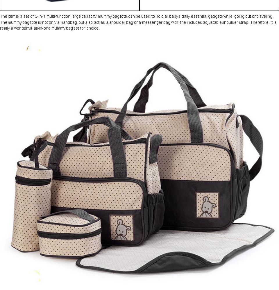 5 piece baby bag set