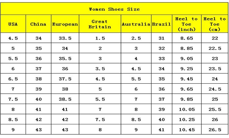 Korean Shoe Size Chart