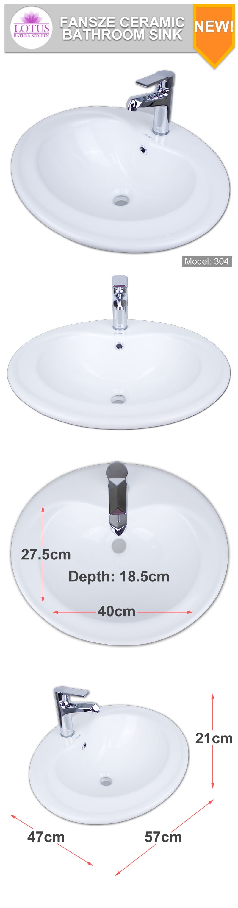 Lotus 304 Fansze Round Ceramic Bathroom Sink White Lazada Ph