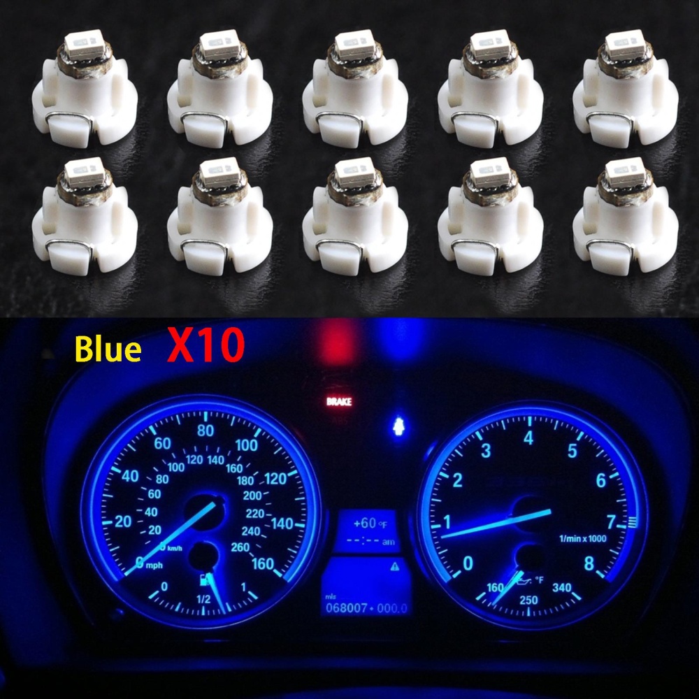 10pcs T3 Blue Neo Wedge LED Bulb Cluster Instrument Dash Climate Base